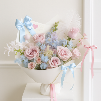 Designer's Choice Pink and Blue Icing Luxury Flower Bouquet