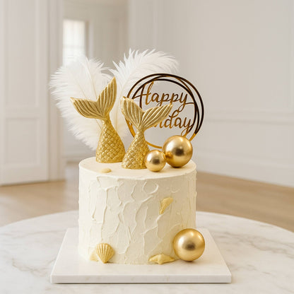 Mermaid Gold Theme Cake