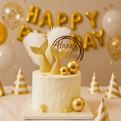 Mermaid Gold Theme Cake