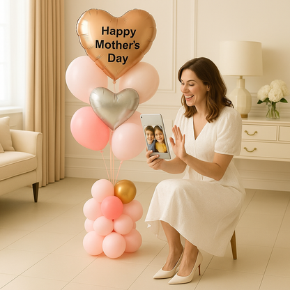 Custom Text Rose gold pink mother's day luxe balloon bouquet