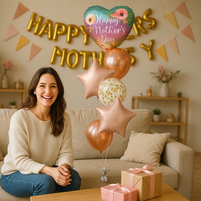 Mother's day classic foil star rose gold balloon bouquet