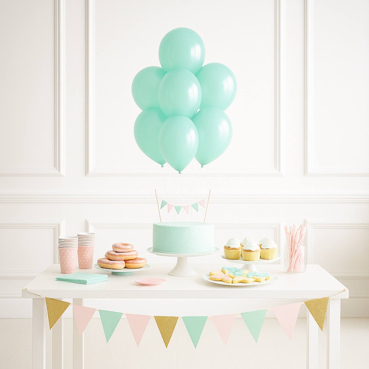 Pastel Green Helium Balloon Bouquet of 7