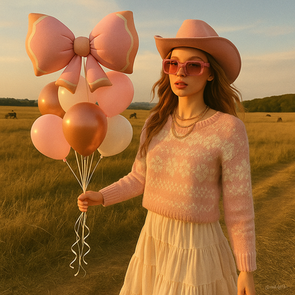 Bowknot Pink foil balloon Helium Filled Bouquet