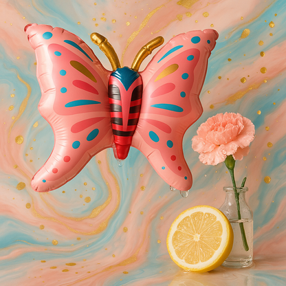 Cute Pink Butterfly Foil Balloon