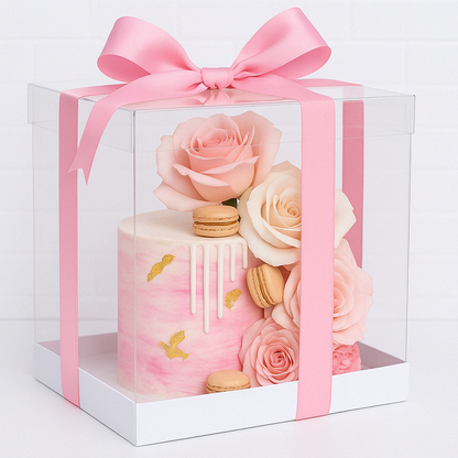 Rose Macaron Pink Flower Garden Cake