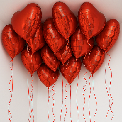 Classic Dozen Valentines 24 inch Helium Red Heart Ceiling Balloons