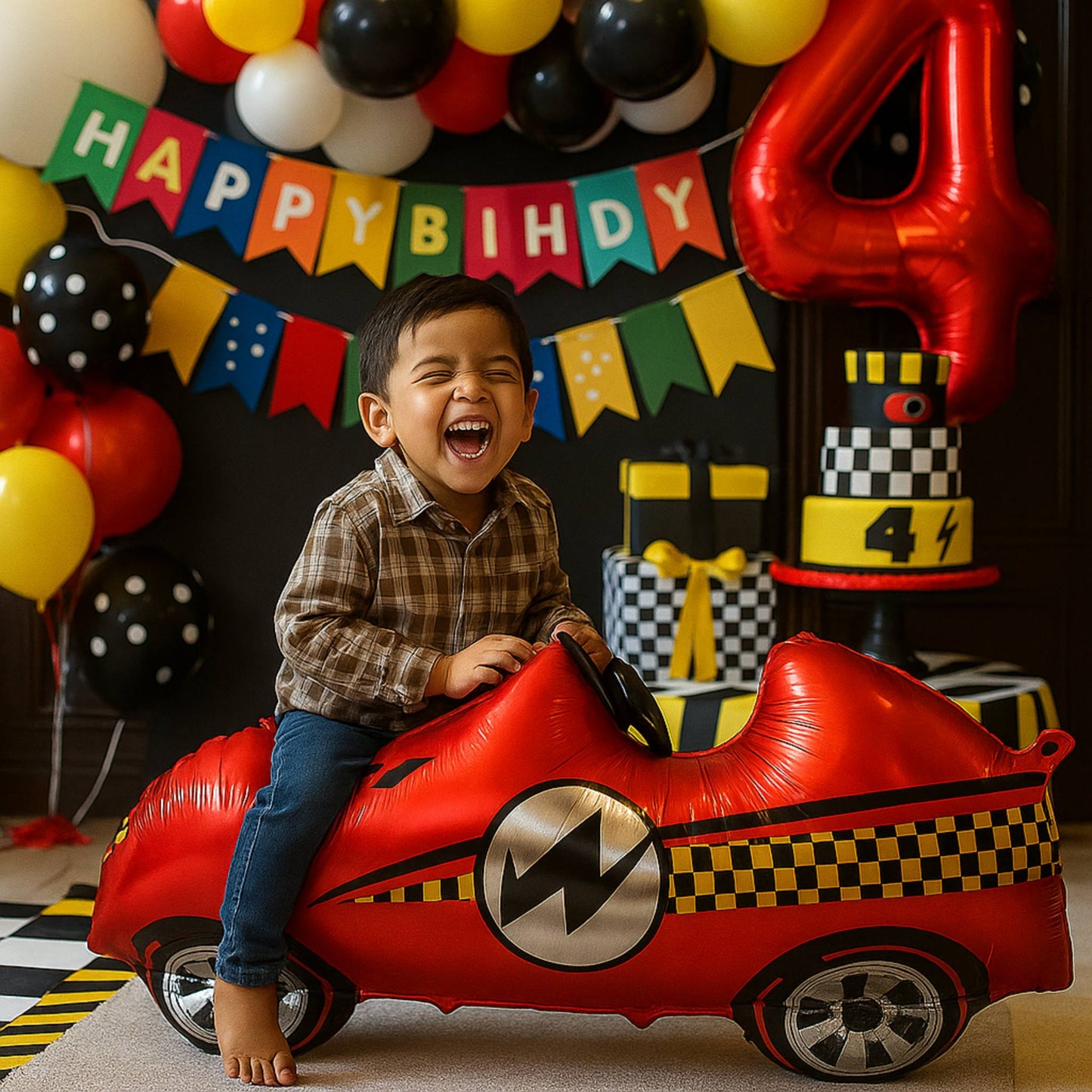 3D Super Cool Red Race Car - Air Filled