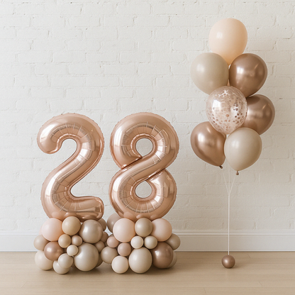 GLAM TAN - CONFETTI BOUQUET & NUMBER PEDESTALS SET