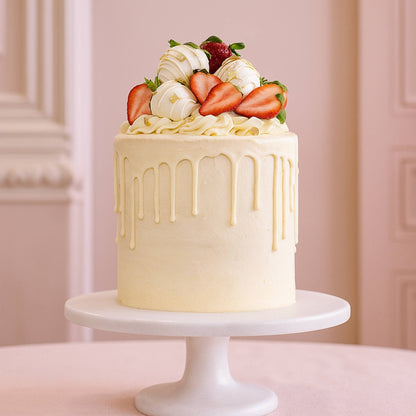 Luxury Strawberry On Top White Drip Cake