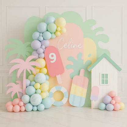 Summer Splash Custom Birthday Balloon Decoration Backdrop