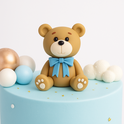 Blue Edible Teddy Bear Baby Cake
