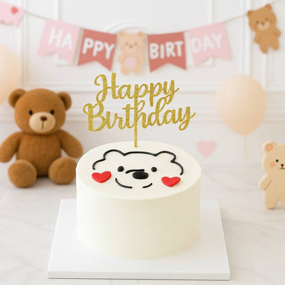 Cute Cream Heart Bear Cake
