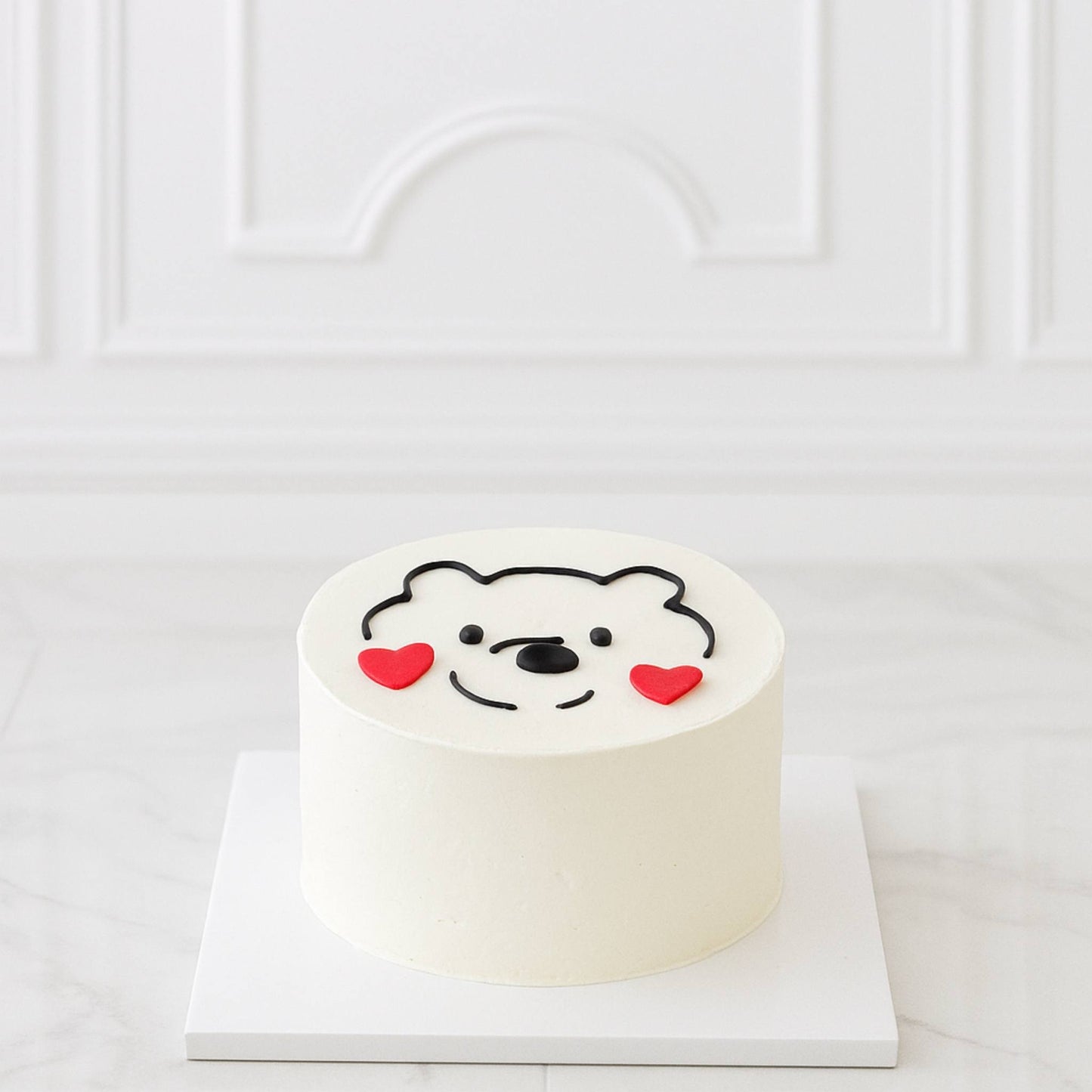 Cute Cream Heart Bear Cake