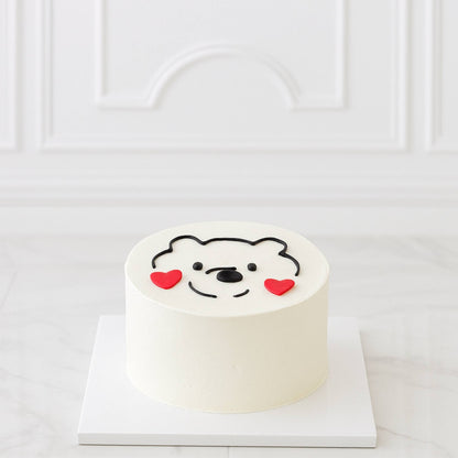 Cute Cream Heart Bear Cake