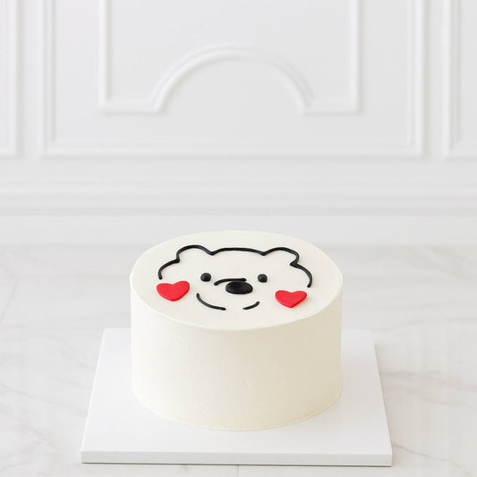 Cute Cream Heart Bear Cake