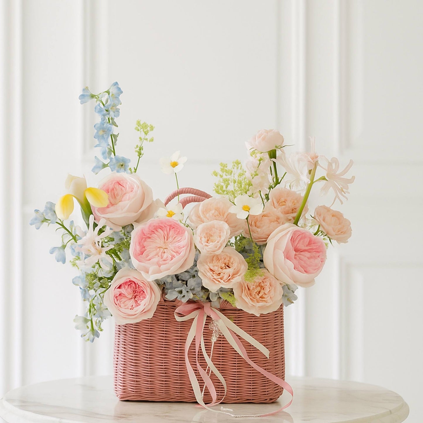 Designer's Choice Pastel Pink Princess Luxury Flower Basket