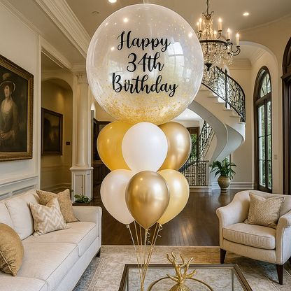 Customized Gold Confetti Balloon Bouquet