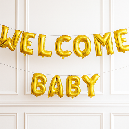 Welcome Baby Small Gold Foil Letter Balloon Set