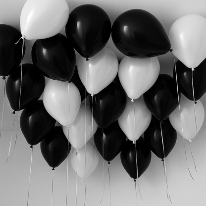 25 Black and White Classic Grad Helium Ceiling Balloons