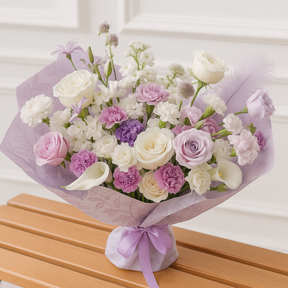 Designer's Choice Purple Lilac and white Fresh Luxe Flower Bouquet