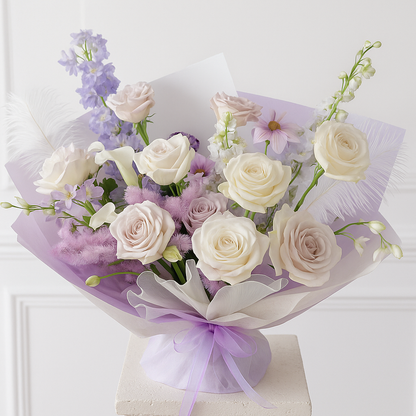 Designer's Choice Purple Lilac and white Fresh Luxe Flower Bouquet
