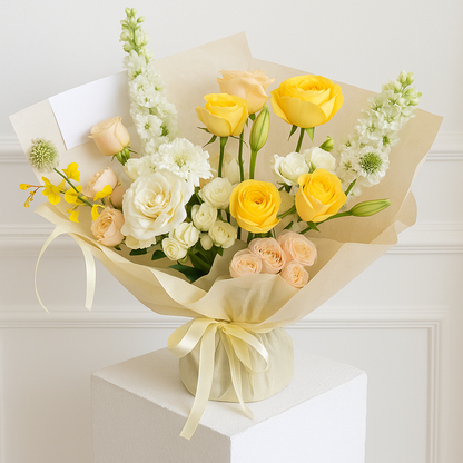 Designer's Choice Yellow Spring Energy Fresh Luxe Flower Bouquet