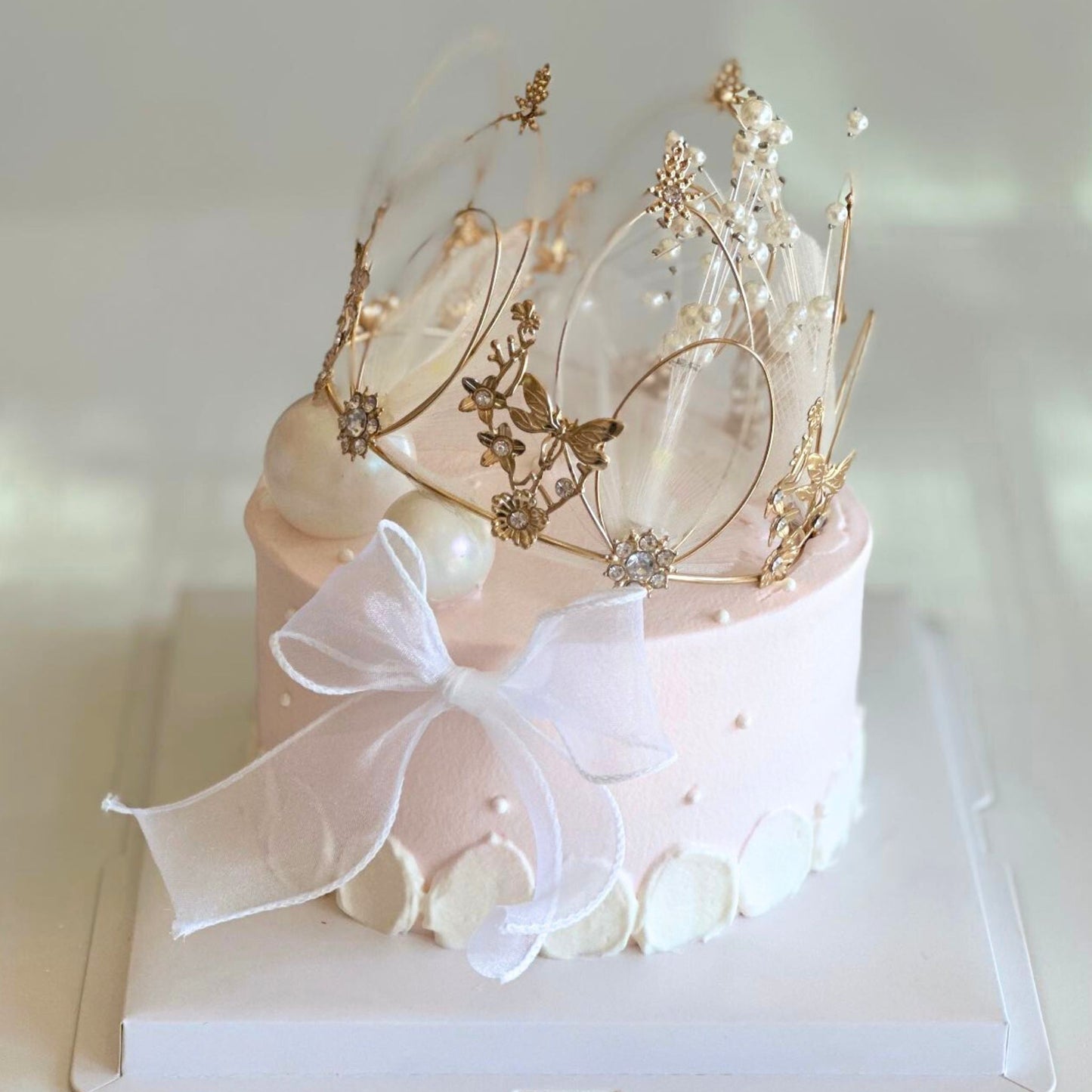 Paris Princess Crown Pastel Pink Cake
