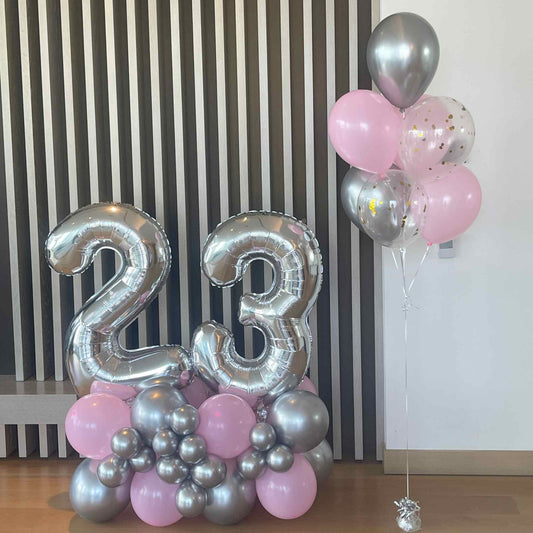 PINK CHIC - CONFETTI BOUQUET & NUMBER PEDESTALS SET