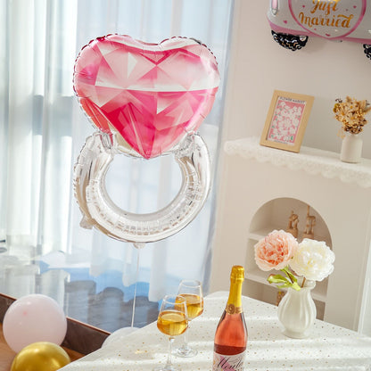 Pink Diamond Wedding Ring foil balloon Helium Balloon Bouquet
