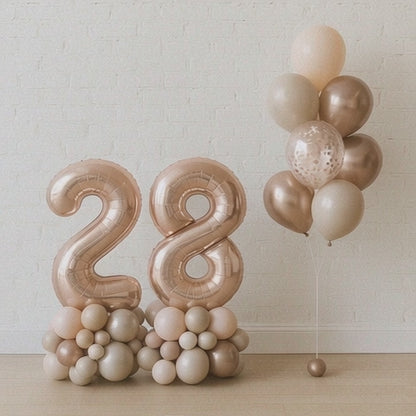 GLAM TAN - CONFETTI BOUQUET & NUMBER PEDESTALS SET