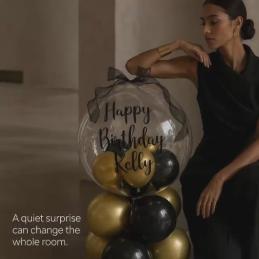 Personalized Gold Clear Bubble Balloon