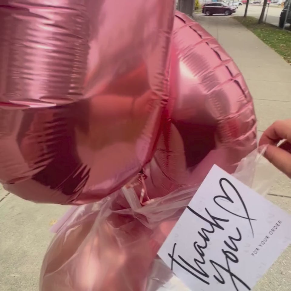 rose gold helium birthday balloon bouquet large number balloons