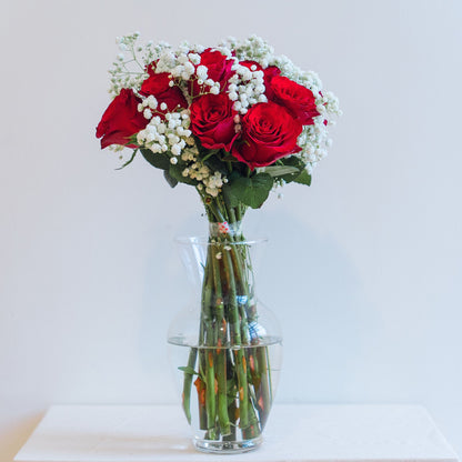 Baby Breath Starry Touch Roses – Red, White & Pink