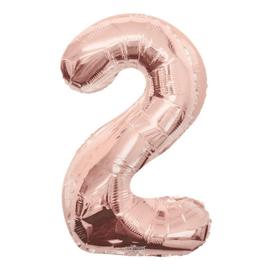34 inch Rose Gold Balloon Number 2 Helium filled