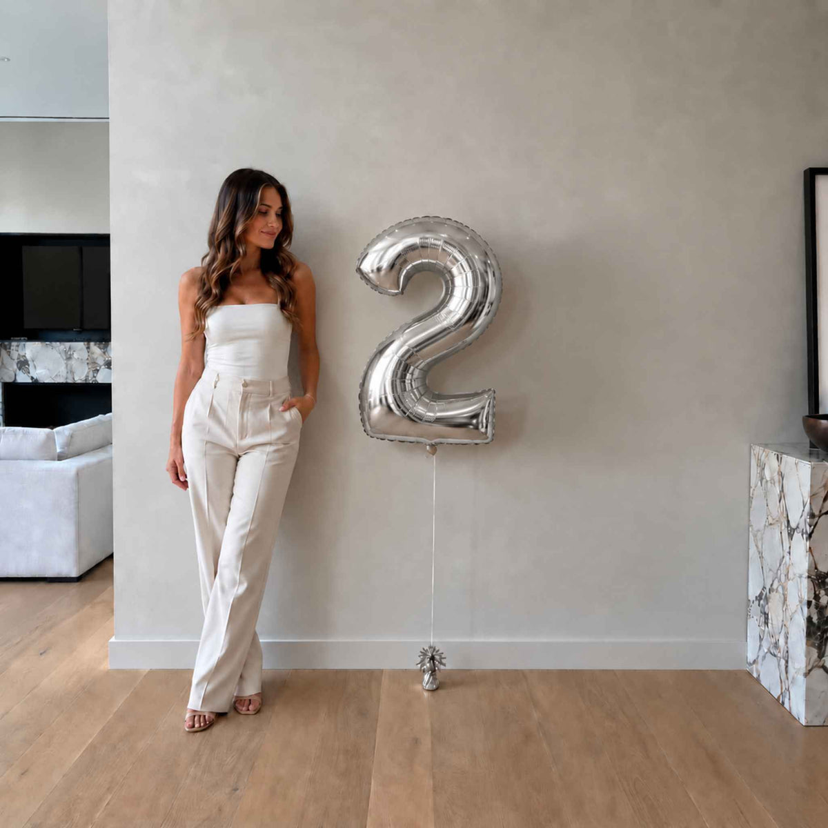 34 inch Silver Balloon Number 2 Helium filled