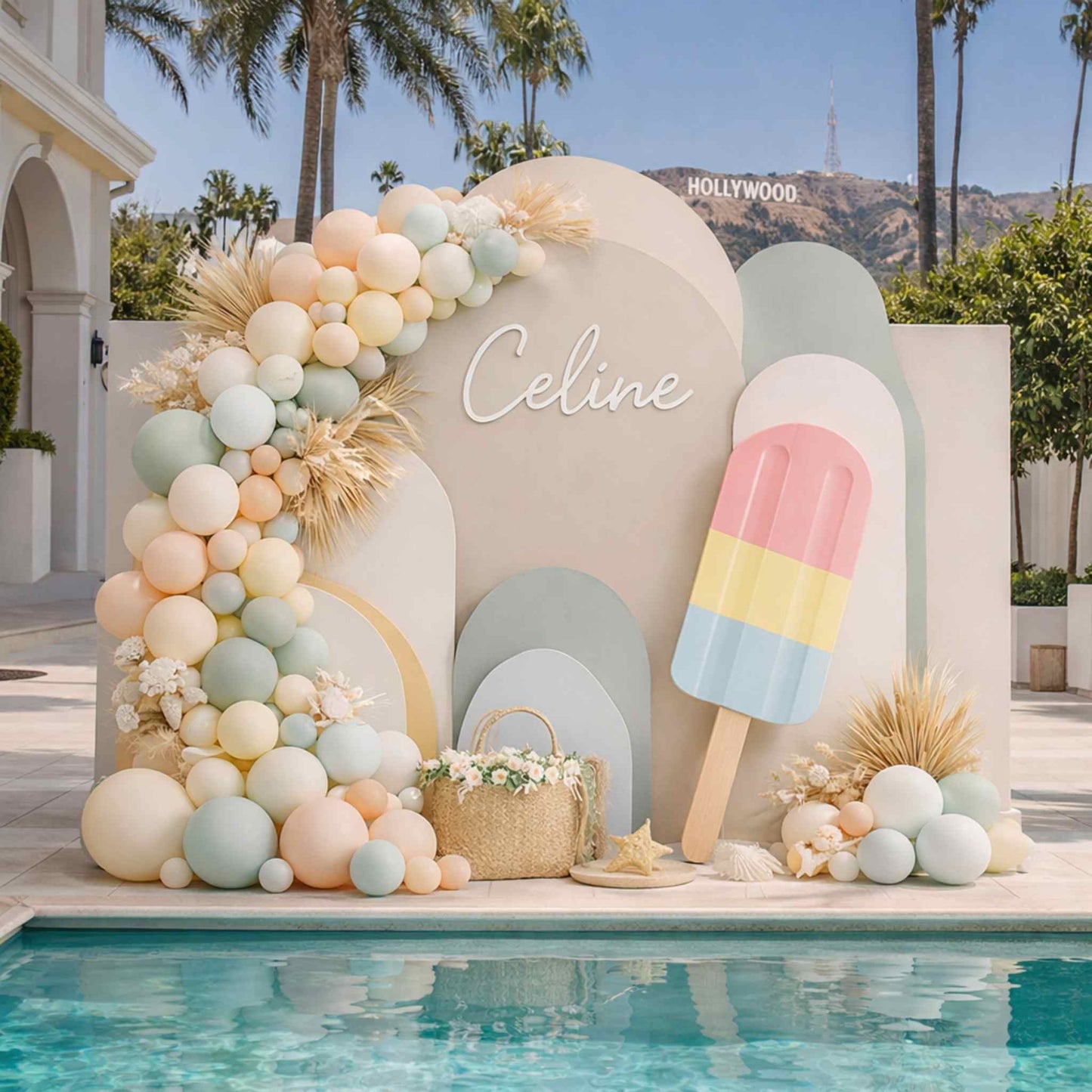 Summer Splash Custom Birthday Balloon Decoration Backdrop