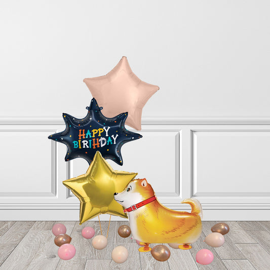 Cute Corgi Walking Dog Inflated Balloon Birthday Package