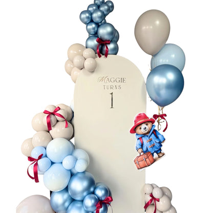 Customized Cute Teddy Bear First Birthday Balloon Backdrop Decoration