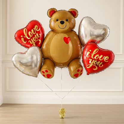 I Love You Teddy Bear Set Balloon Foil
