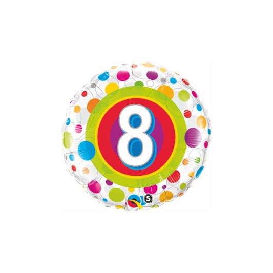 18″ Age 8 Colourful Dots Foil