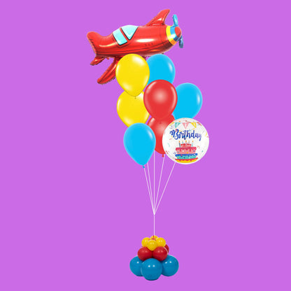 Classic Red Airplane Helium Foil Balloon Bouquet