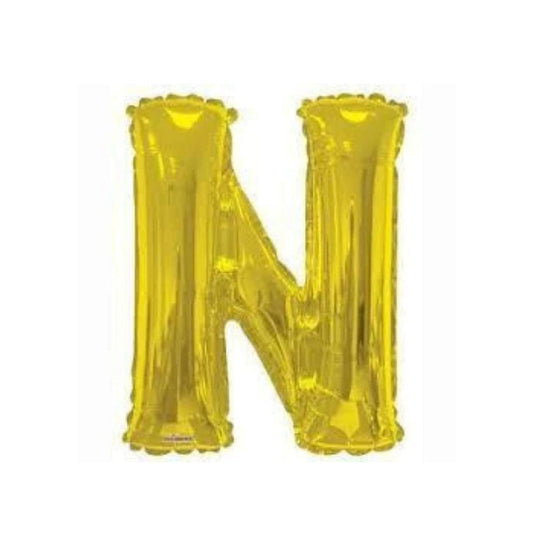 Letter N Gold Foil Balloon, 13-in, Air-Filled for Birthday/Graduation/Baby Shower/Wedding