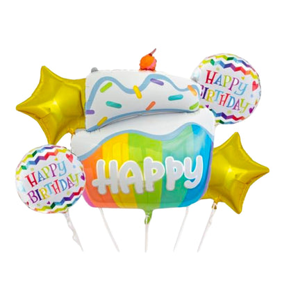 Sprinkle Birthday Cake Balloon Bouquet – Helium Filled Party Decor Set