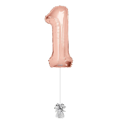 34 inch Rose Gold Balloon Number 1 Helium filled