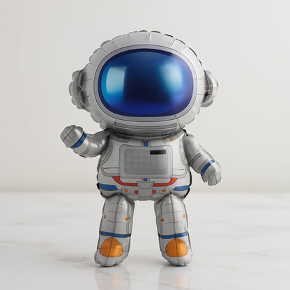 Inflatable astronaut toy on a white background