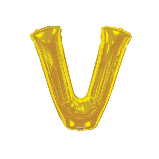 Letter V Gold Foil Balloon, 13-in, Air-Filled for Birthday/Graduation/Baby Shower/Wedding