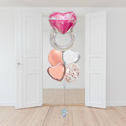 Pink Diamond Wedding Ring foil balloon Helium Balloon Bouquet