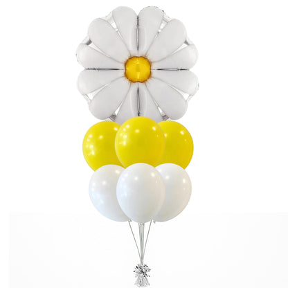 One Up Signature Daisy Flower Foil Balloon Bouquet – Or Single Helium Filled – Elegant Floral Party Decor