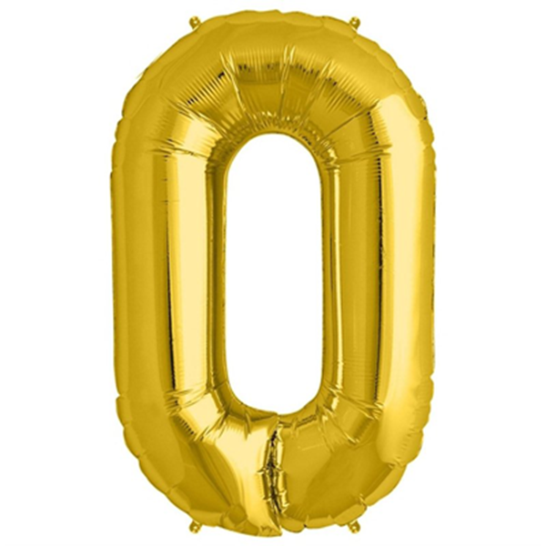 34 inch gold jumbo balloon number 0 - ONE UP BALLOONS