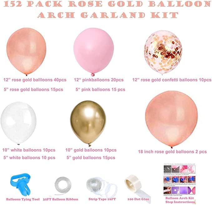 Global Shipping Rose Gold Wow Balloon Garland Kit - ONE UP BALLOONS
